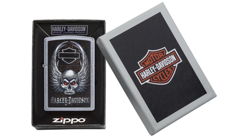 Zippo Harley Davidson Skull Street Chrome Lighter 29558