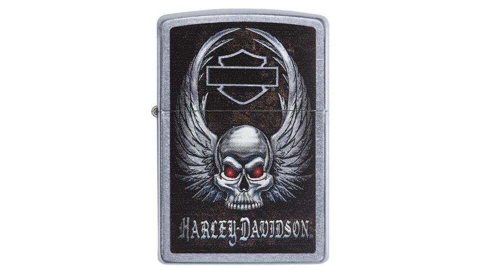 Zippo Harley Davidson Skull Street Chrome Lighter 29558