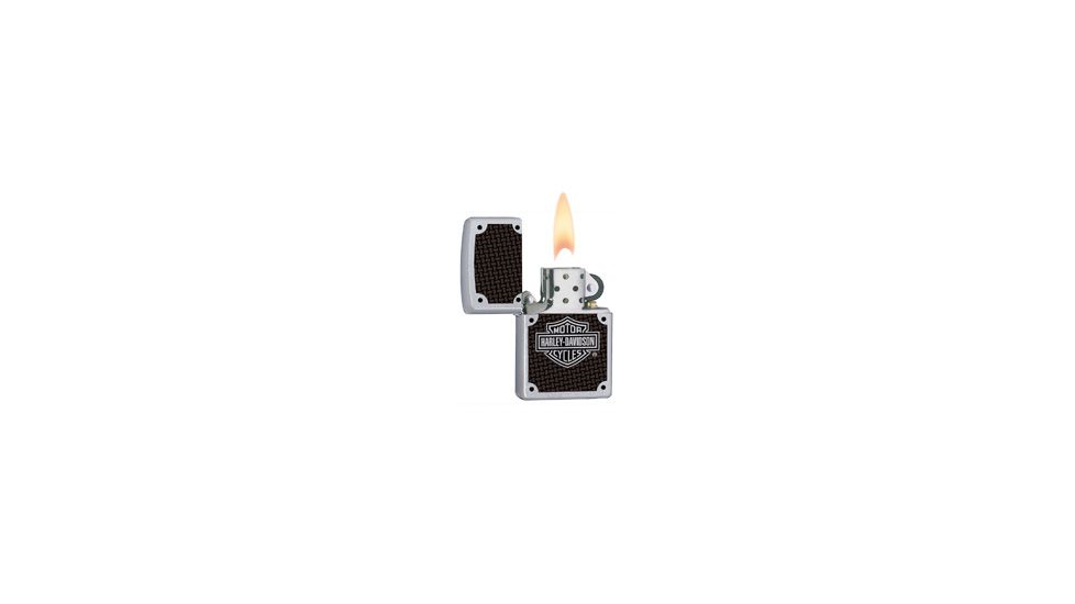 Zippo Harley Davidson Carbon Fiber Classic Style Lighter, Satin Chrome 24025