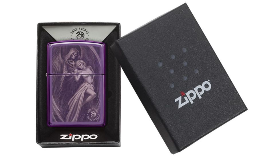 Zippo High Polish Purple Anne Stokes Pocket Lighter w/ Box 29717