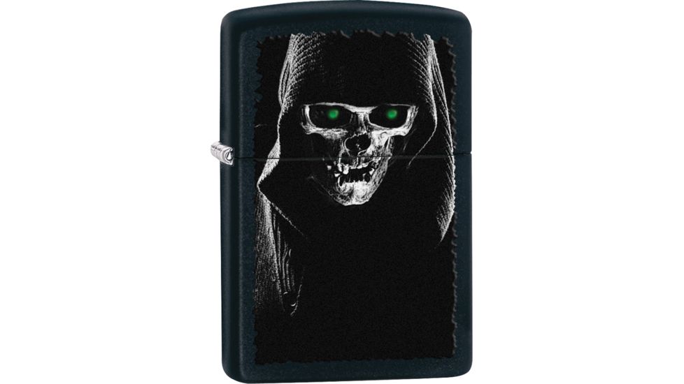 Zippo Hooded Skull Black Matte Lighter ZO28436