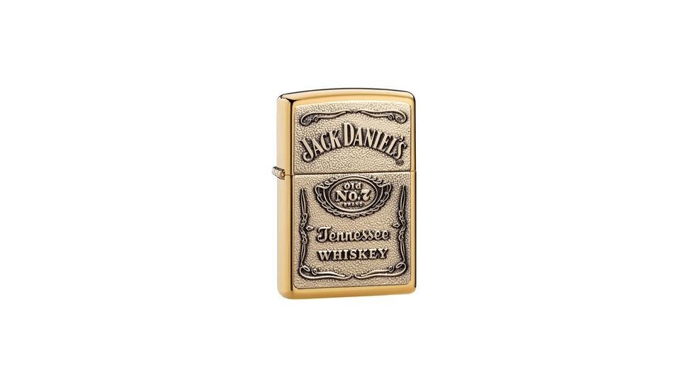 Zippo Jack Daniels Classic Style Emblem Lighter, High Polish Brass 254BJD428
