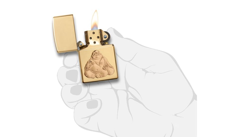 Zippo Laughing Buddha HighPolish Brass Pocket Lighter, 29626
