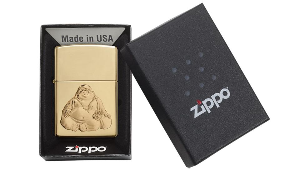 Zippo Laughing Buddha HighPolish Brass Pocket Lighter, 29626