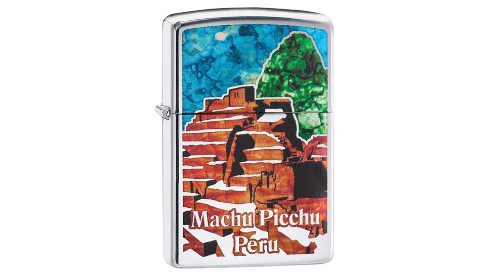Zippo Machu Picchu Peru High Polish Chrome Pocket Lighter, 29496