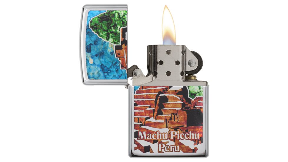 Zippo Machu Picchu Peru High Polish Chrome Pocket Lighter, 29496