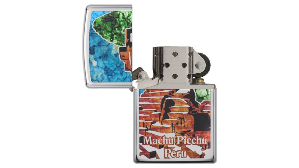 Zippo Machu Picchu Peru High Polish Chrome Pocket Lighter, 29496