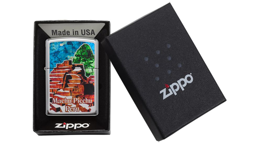 Zippo Machu Picchu Peru High Polish Chrome Pocket Lighter, 29496