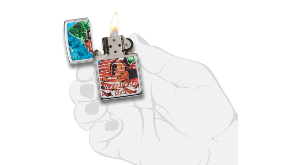 Zippo Machu Picchu Peru High Polish Chrome Pocket Lighter, 29496