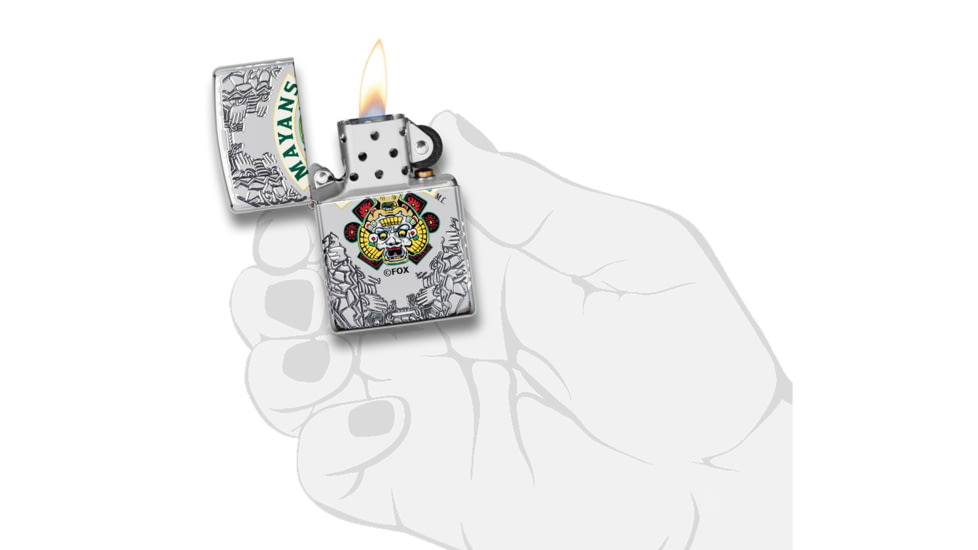 Zippo Mayans M.C. Lighter w/ Click, Silver, One Size, 49032