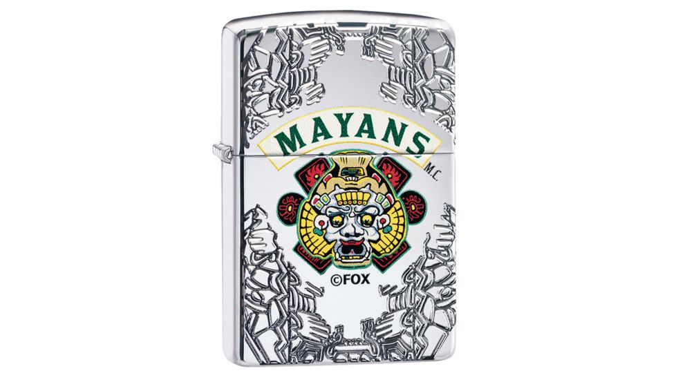 Zippo Mayans M.C. Lighter w/ Click, Silver, One Size, 49032