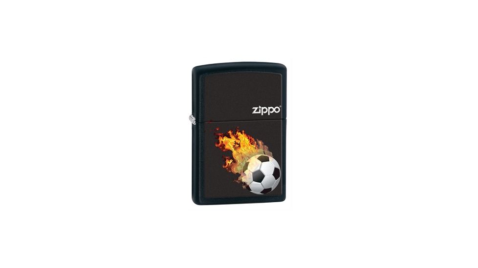 Zippo Soccer On Fire Classic Style Lighter, Black Matte 28302