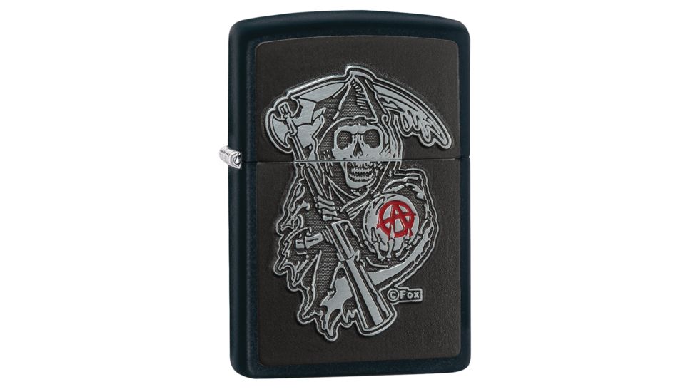 Zippo Sons of Anarchy Emblem Black Matte Pocket Lighter, 29489