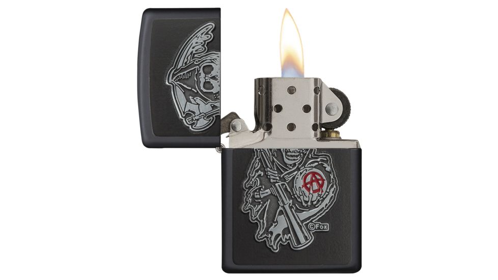 Zippo Sons of Anarchy Emblem Black Matte Pocket Lighter, 29489