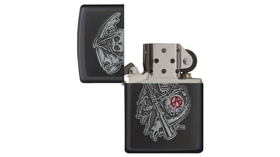 Zippo Sons of Anarchy Emblem Black Matte Pocket Lighter, 29489