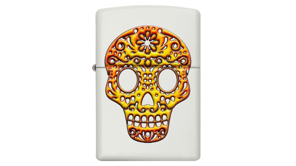 Zippo Sugar Skull Pocket Lighter, White Matte, 49003