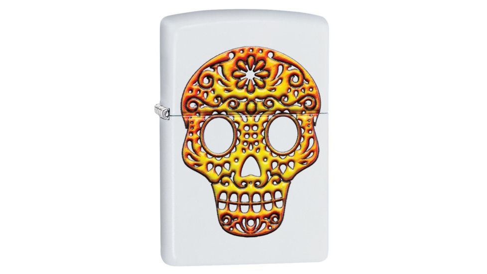 Zippo Sugar Skull Pocket Lighter, White Matte, 49003