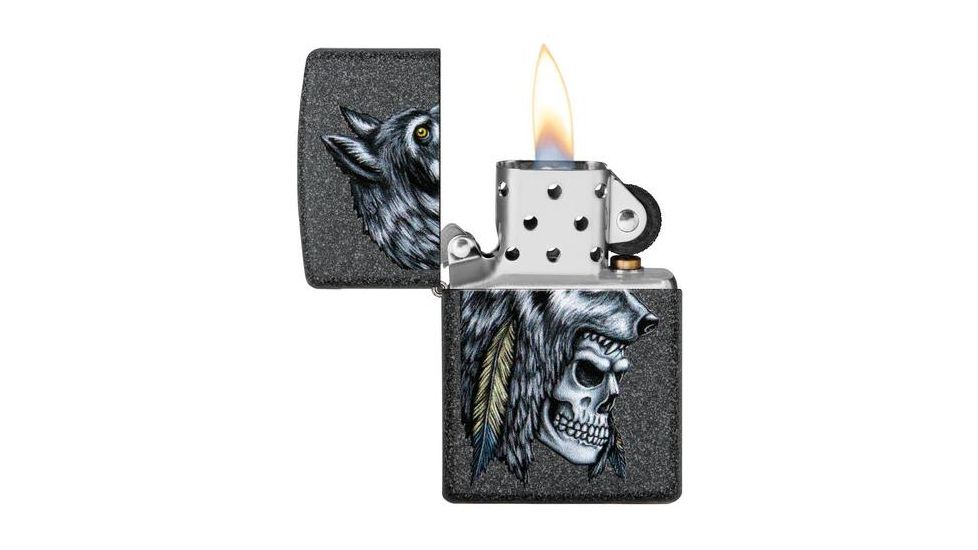 Zippo Wolf Skull Feather Design Pocket Lighter 29863