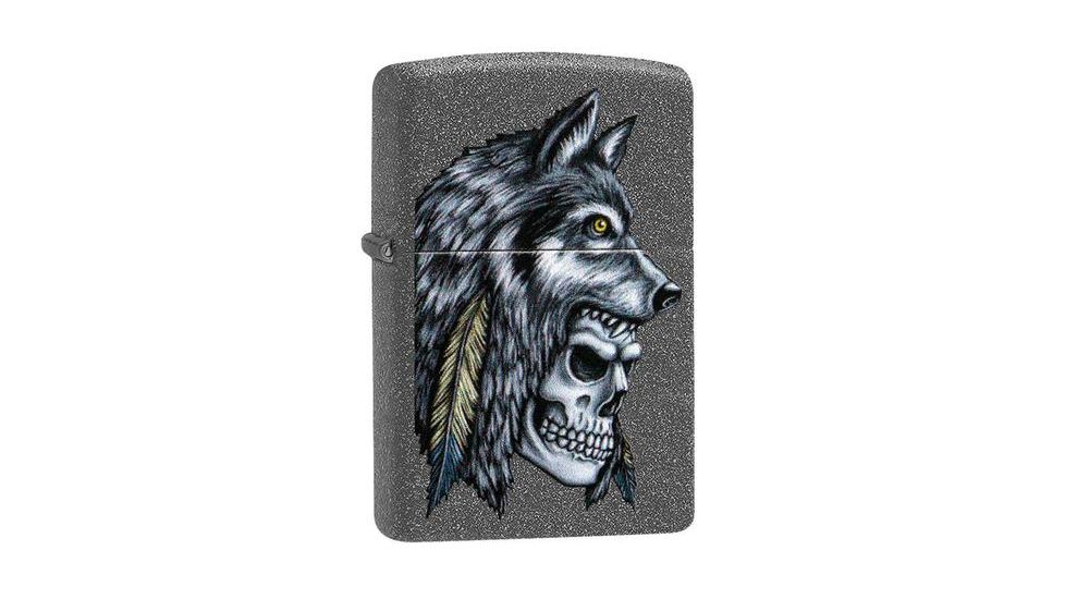 Zippo Wolf Skull Feather Design Pocket Lighter 29863