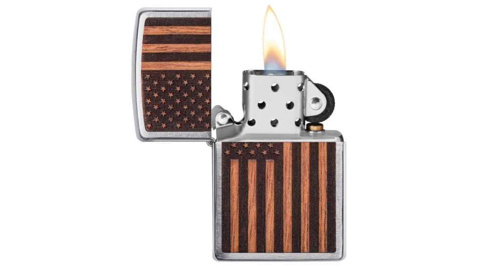 Zippo WOODCHUCK USA American Flag Pocket Lighter, 29966