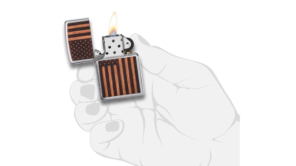 Zippo WOODCHUCK USA American Flag Pocket Lighter, 29966
