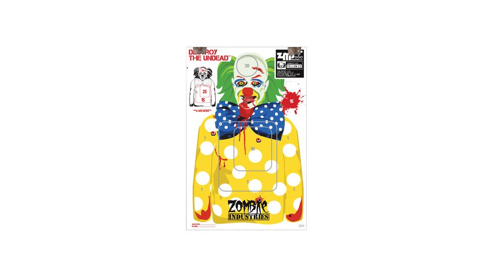 Zombie Industries BoBo The Clown Zombie Colossal Paper Targets 24x36 Inch 10 Per Package