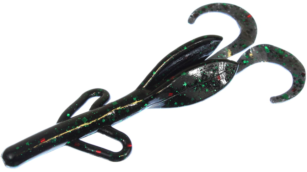 Zoom Baby Brush Hog Creature Bait, 12 Pack, 4in, Black Emerald, 042136X