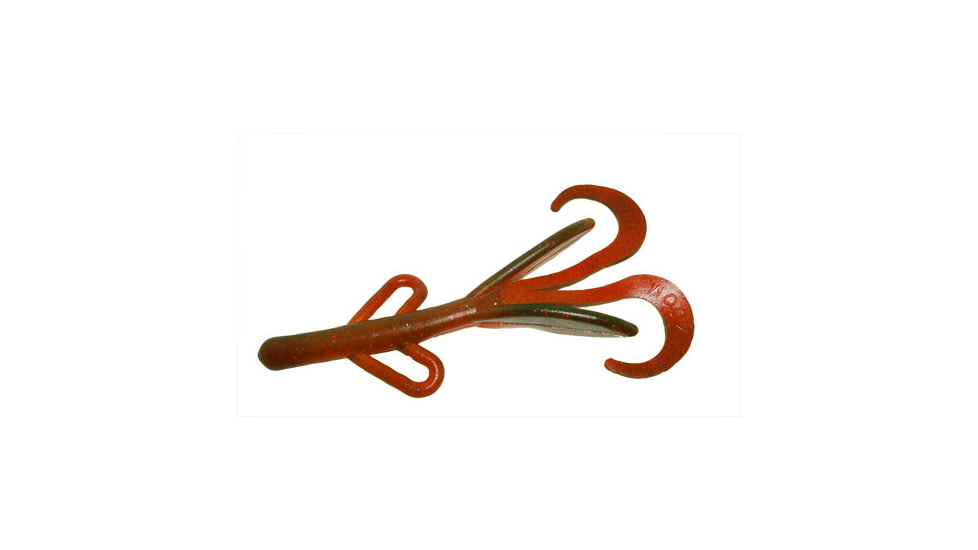 Zoom Baby Brush Hog Creature Bait, 12 Pack, 4in, Motoroil Red, 042273X