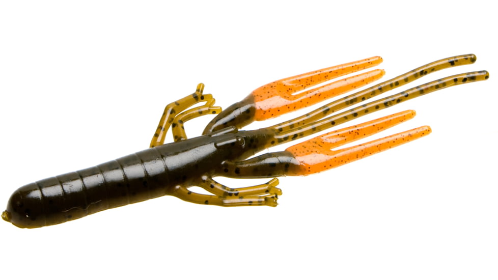 Zoom Big Critter Craw, 10 Pack, 5in, Green Pumpkin/Orange, 039132X