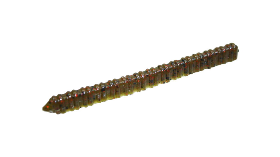 Zoom Centipede Finnesse Worm, 20 Pack, 4in, Green Pumpkin Red, 007202X