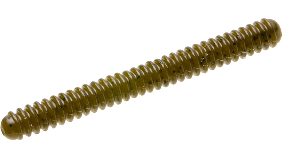 Zoom Double Ringer Finesse Worm, 15 Pack, 4in, Green Pumpkin, 52025