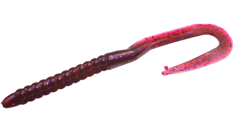 Zoom Mag U-Tale Magnum Finesse Worm, 15 Pack, 7.5in, Cranberry, 144431X