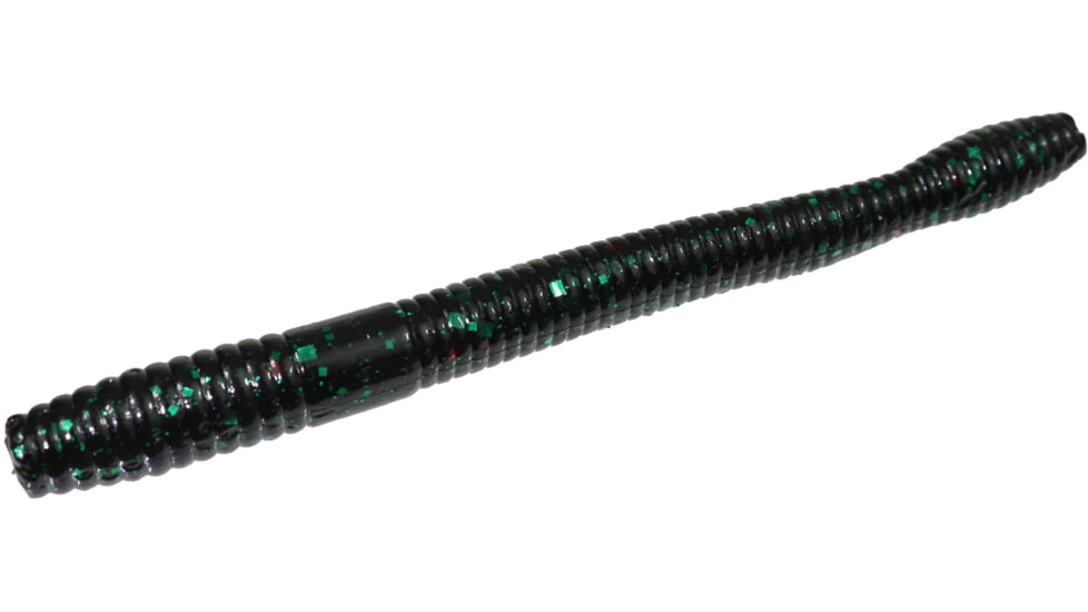 Zoom Magnum Finesse Worm, 10 Pack, 5in, Black Emerald, 114136X