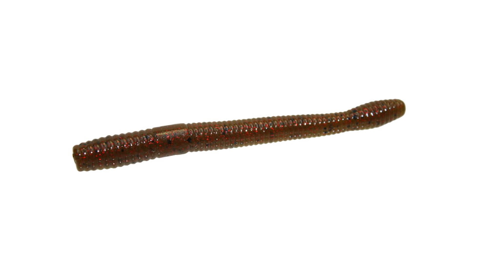 Zoom Magnum Finesse Worm, 10 Pack, 5in, Green Pumpkin Red, 114202X