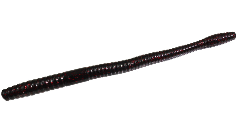 Zoom Magnum Trick Worm, 8 Pack, 7in, Black Red Glitter, 115001X