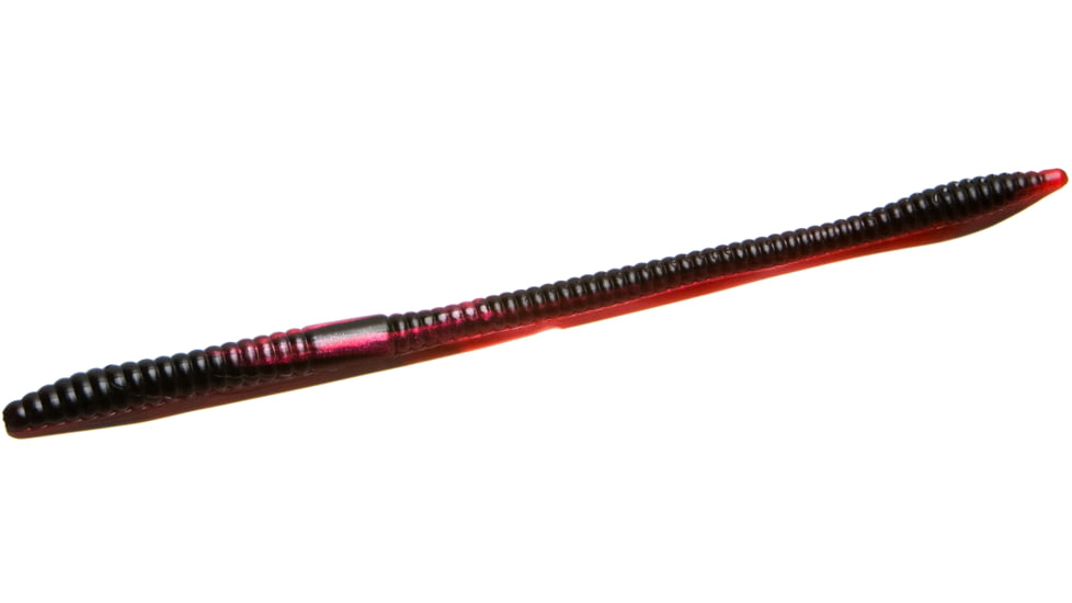 Zoom Trick Worm, 20 Pack, 6.5in, Red Shad, 6029