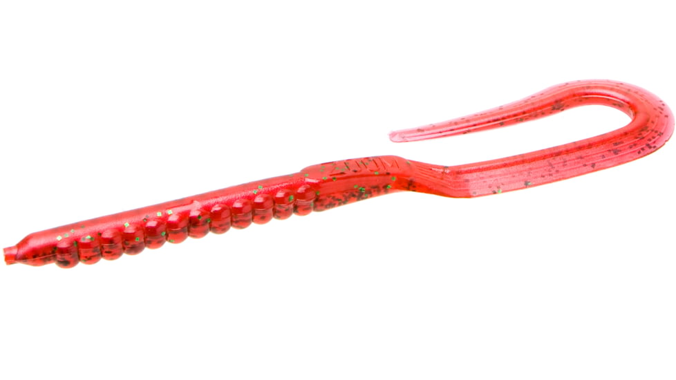 Zoom U-Tale Mid-Size Worm, 20 Pack, 6 3/4in, Red Bug Shad, 001270X