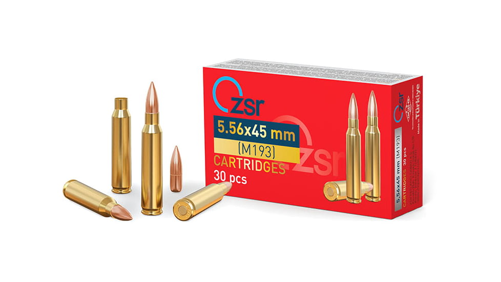 ZSR 5.56x45mm M193 55 Grain FMJ Brass Cased Centerfire Rifle Ammo, 30 Rounds, ZSR-5.56-M193