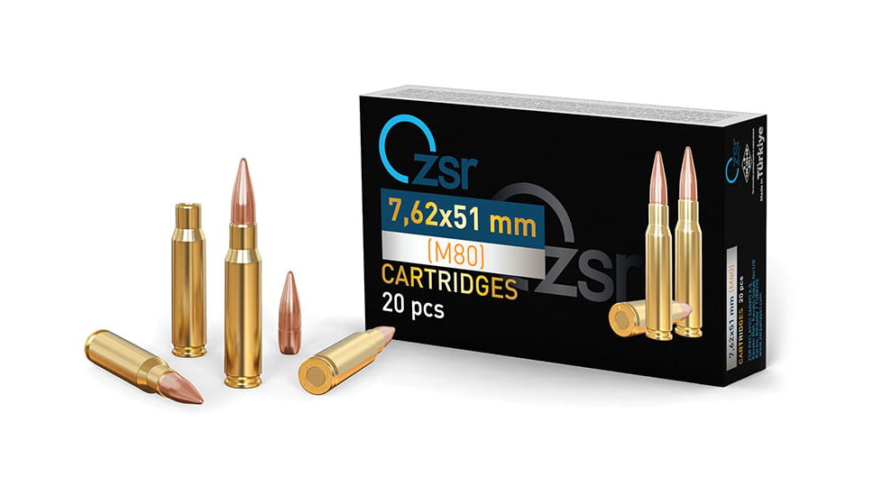 ZSR 7.62x51 M80 147 Grain FMJ Brass Cased Centerfire Rifle Ammo, 20 Rounds, ZSR-6.62X51-M80