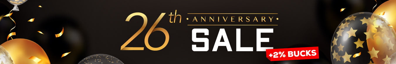 26th Anniversary: 12% OFF For All <em>&mdash; 125 products / 140 models</em>