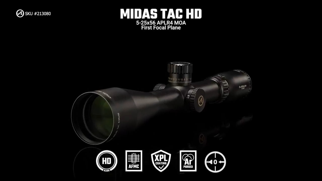 opplanet athlon optics 213080 midas tac hd 5 25x56 aplr4 moa ffp features video