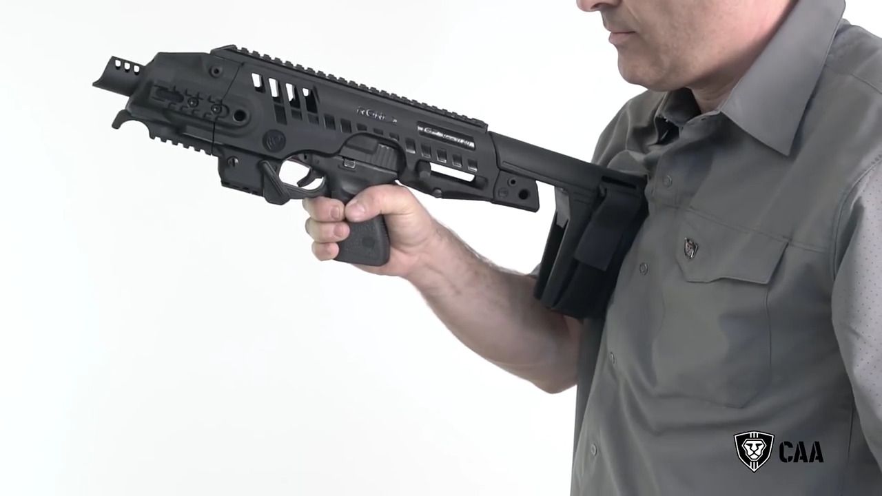 opplanet command arms accessories micro roni conversion w stability brace for glock 17 22 31 video