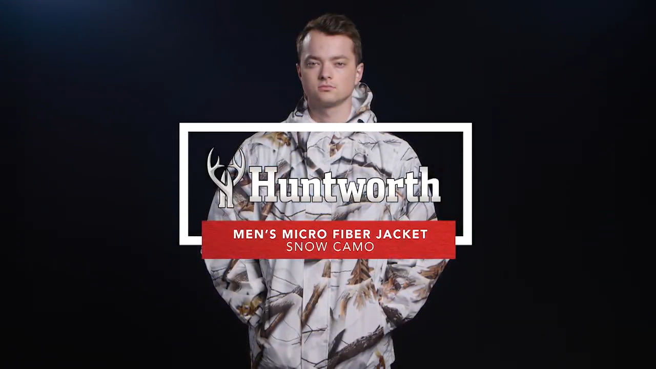 opplanet huntworth mens ackley microfiber snow camo waterproof jacket video