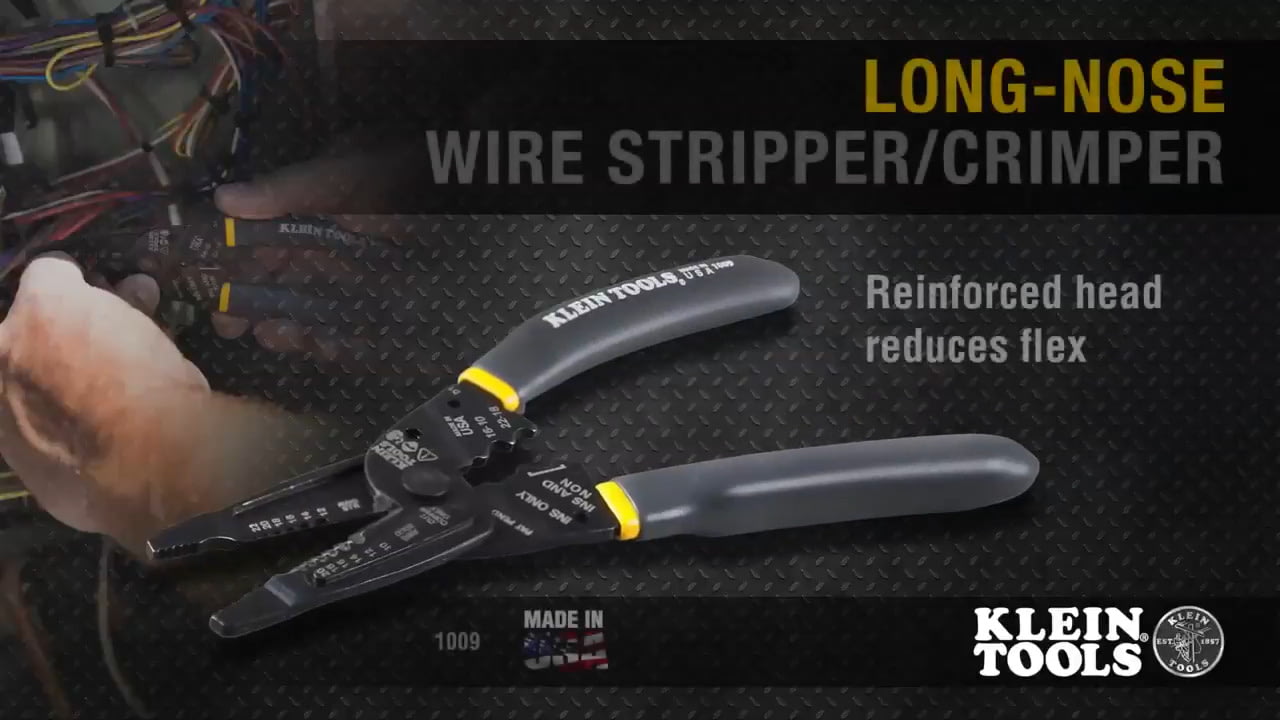 opplanet klein tools long nose wire stripper crimper video