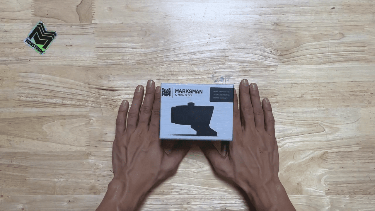 opplanet monstrum marksman 1x20 prismatic scope unboxing and through lens footage video