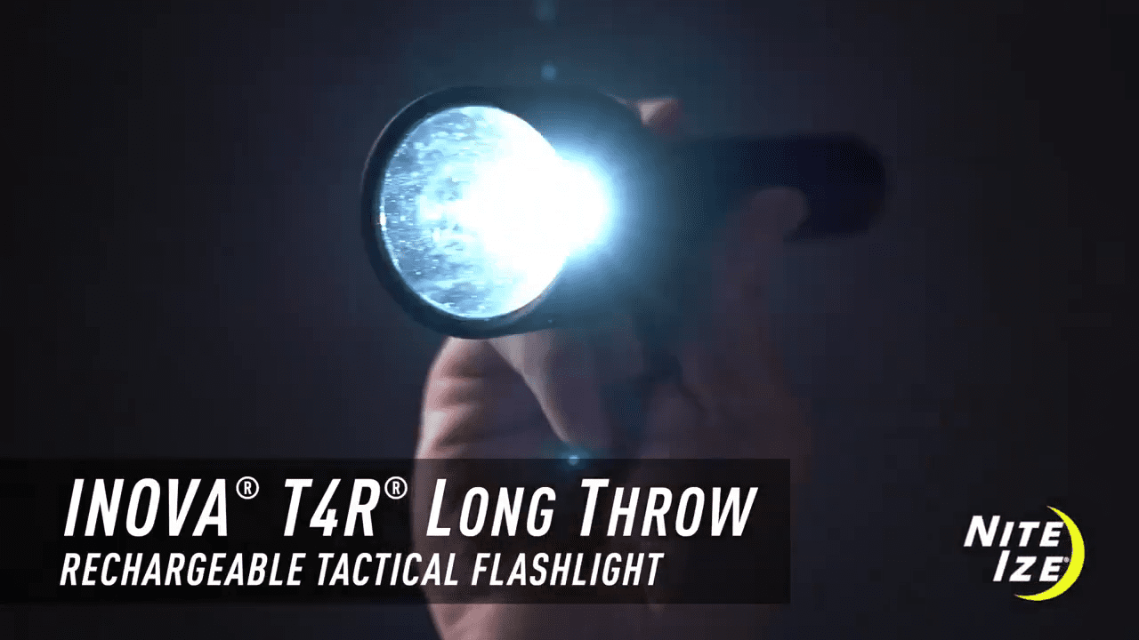opplanet nite ize inova t4r long throw rechargeable tactical flashlight video
