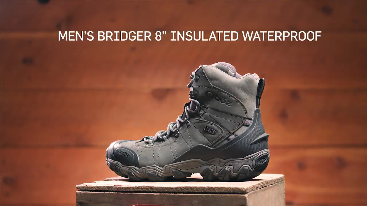 opplanet oboz mens bridger 8in insulated b dry winter shoes video