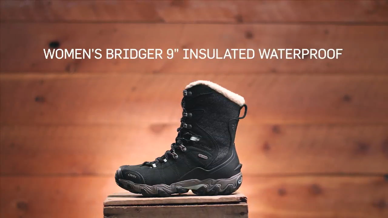 opplanet oboz womens bridger 9in insulated b dry winter shoes video