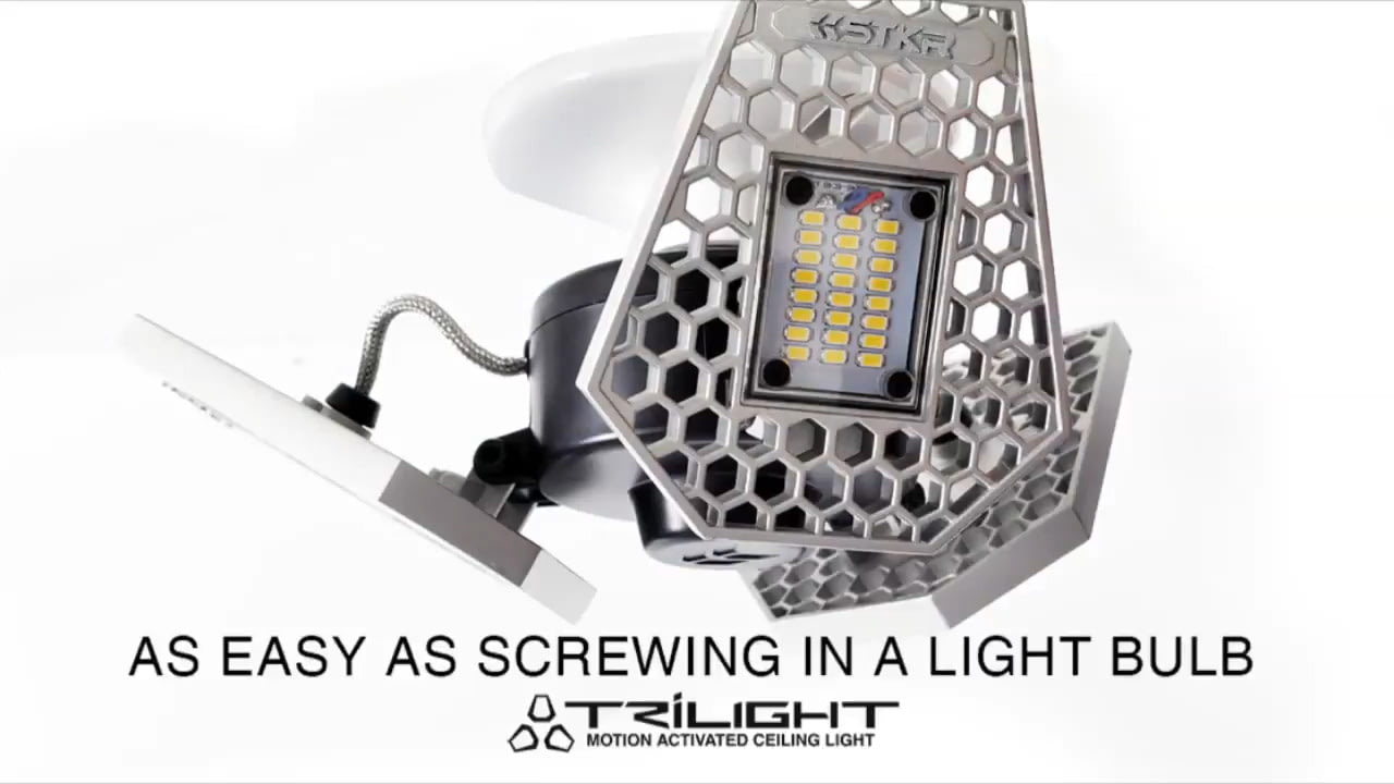 opplanet stkr concepts trilight motion activated garage work light video