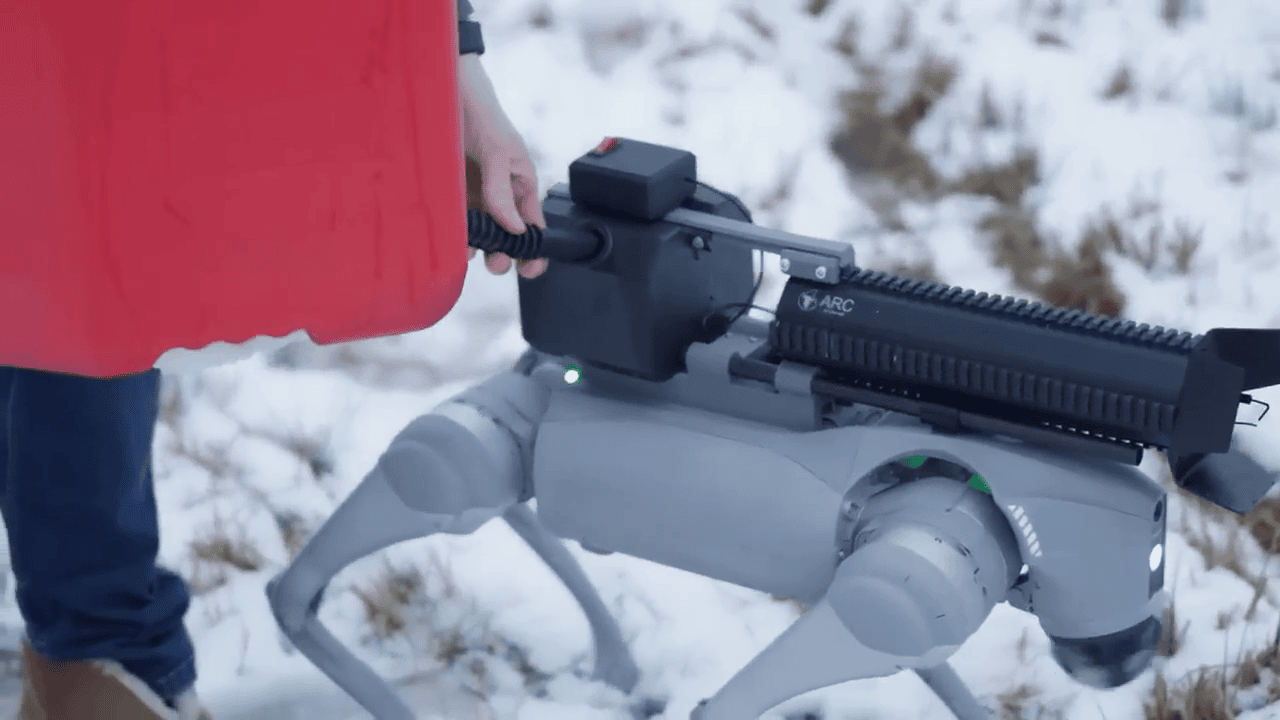 opplanet throwflame thermonator the robot dog with a flamethrower video